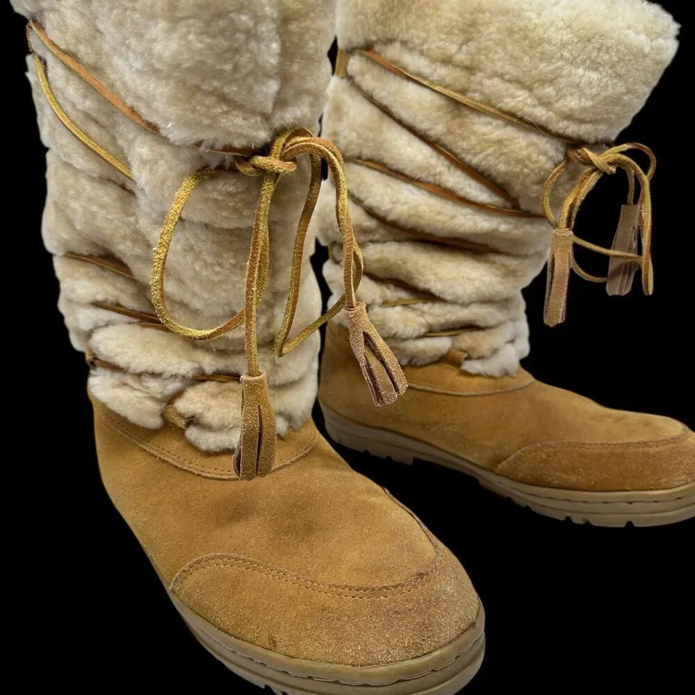 J. Crew Shearling Brown Suede Adirondack Winter Boots Size‎ 9